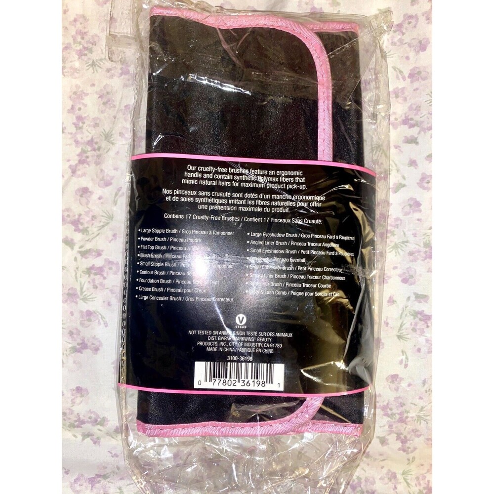 Wet n Wild Black and Pink Makeup canvas Brush Roll Holder Brand New